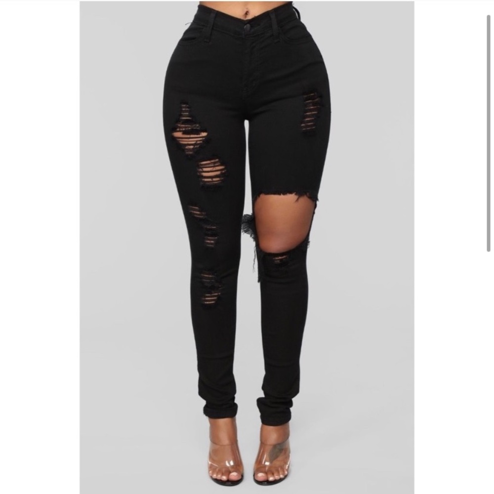 Ripped Fashion Nova Black Pants